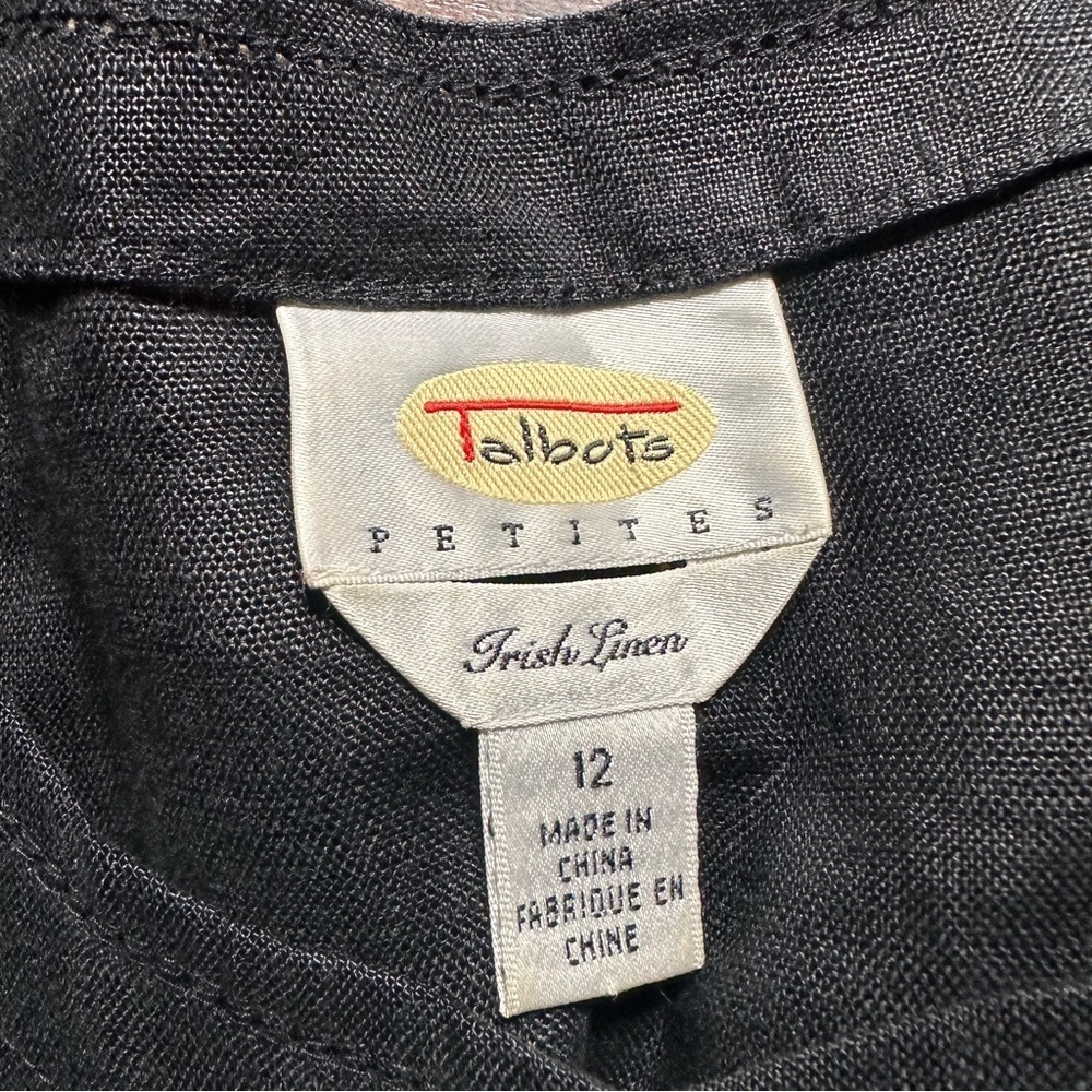Talbots Black Button-Front Linen-Blend Tunic - Picture 3 of 4